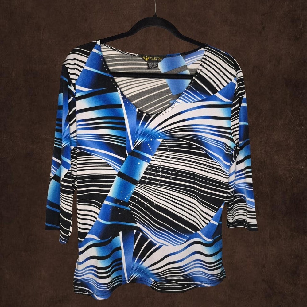 Valentina Geometric Abstract Long Sleeve Blouse